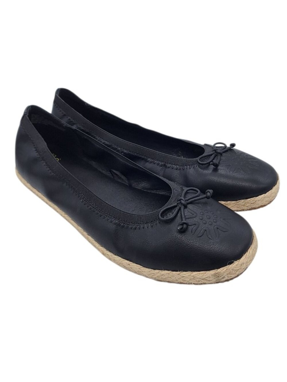Frye and Co Willow Black Espadrille Ballet Flat Faux Leather Lightweight Shoes